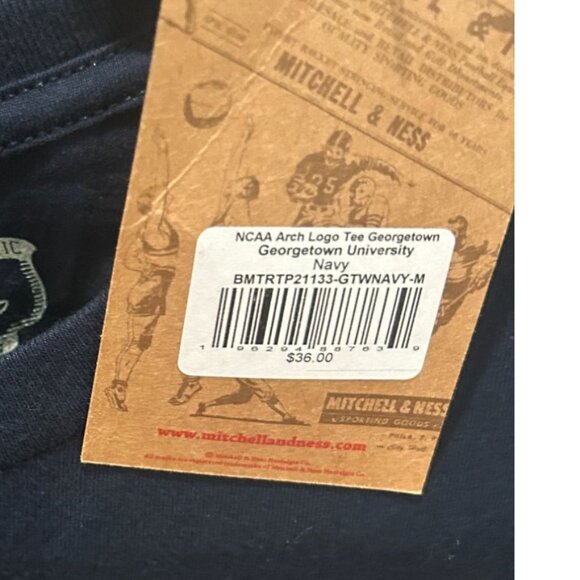 NWT Adult M Georgetown Hoyas Navy Halftime T-Shirt Mitchell & Ness MSRP $36 - Picture 2 of 5